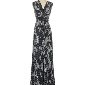 Navy white Eliza J. reptile scale like print maxi dress, size 4